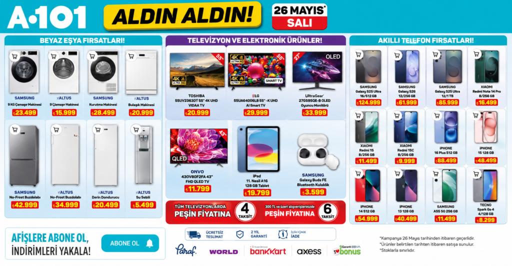 A101 26 Mayıs 2026 Aldın Aldın İndirim Kataloğu